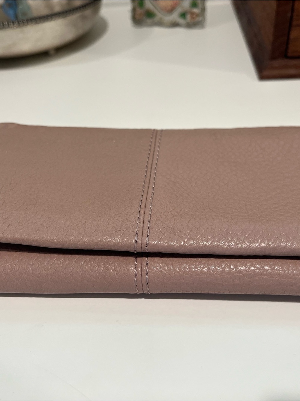 HOBO Mauve Leather Fold-Over Clutch Wallet